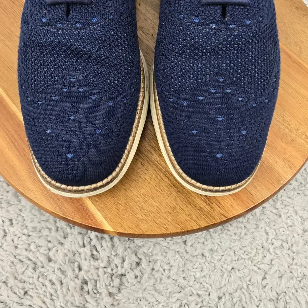 Cole Haan Mens 10M OriginalGrand Wingtip Navy Ivory Stitchlite Oxford Sneaker
